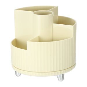 360 Rotating Makeup Organizer Storage Eyeliner Lipsticks Nail Polish Beige